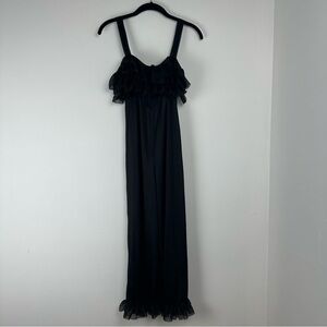Chic Lingerie Sleepwear Pants One Piece Romper Size Small Black Vintage‎ Ruffle